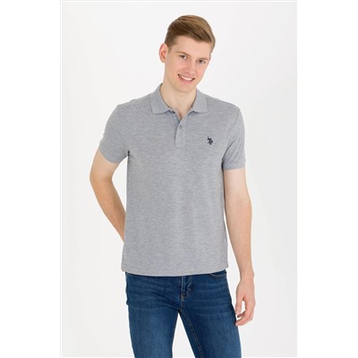 Erkek Gri Melanj Basic Polo Yaka Tişört