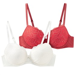 2 Damen Bügel-BHs mit floraler Spitze