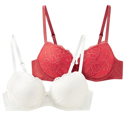 2 Damen Bügel-BHs mit floraler Spitze