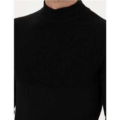 Siyah Slim Fit Kazak