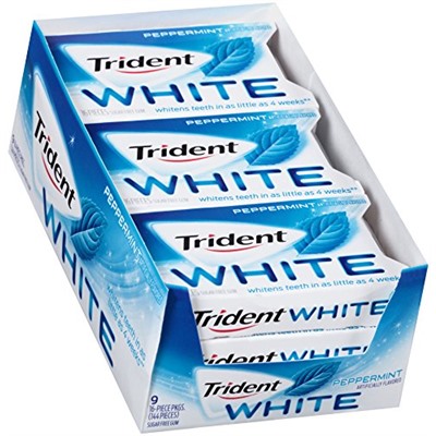 Trident White Sugar Free Gum (Spearmint, 16-Piece, 9-Pack)