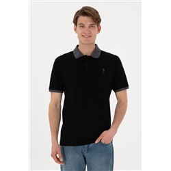 Erkek Regular Fit Polo Yaka Siyah Basic Tişört