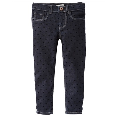 Flocked Skinny Jeans - Dark Indigo