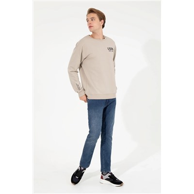 Erkek Taş Bisiklet Yaka Sweatshirt