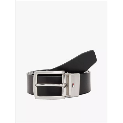 Reversible Flag Logo Loop Leather Belt