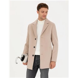 Bej Ekstra Slim Fit Yün Karışımlı Kaşe Kaban