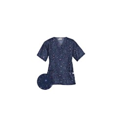UA Soft Stitch Navy Print Scrub Top