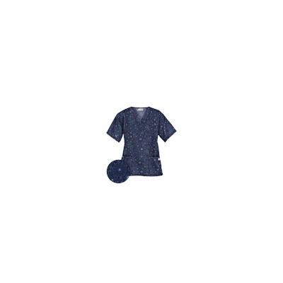 UA Soft Stitch Navy Print Scrub Top