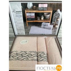 T1034/SM-02 Набор полотенец EFOR из 3-х предметов (50*70;50*90;70*140) ROMANCE пудровый (pudra)