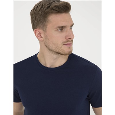 Koyu Lacivert Slim Fit Bisiklet Yaka Basic Tişört