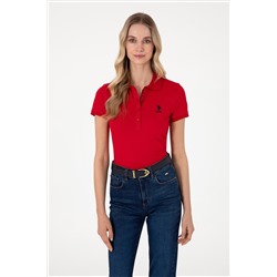 Kadın Kırmızı Basic Polo Yaka Tişört