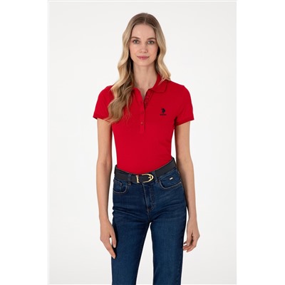 Kadın Kırmızı Basic Polo Yaka Tişört