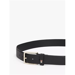 Square-Buckle Pebbled Leather Belt