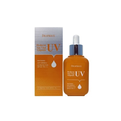 DEOPROCE HYALURON UV SUN VITAL AMPOULE SPF50+ PA++++ Восстанавливающая солнцезащитная сыворотка для лица с гиалуроновой кислотой 50мл