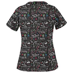 UA Deck The Halls Black Print Scrub Top