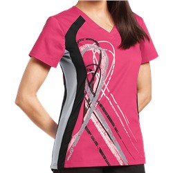 White Cross Scrubs Allure Big Ribbon Side Stretch Tri-Color Top