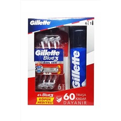 Gillette, Blue 3 Tıraş-bıçağı 6'lı + Normal Köpük Özel Seri