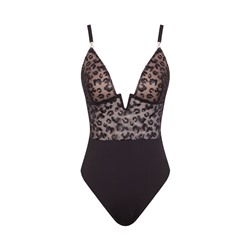 Body tul bordado animal print negro