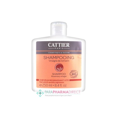 Cattier Shampooing Vinaigre de Romarin Cheveux Regraissant Vite BIO 250ml