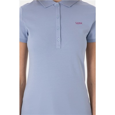 Kadın Açık Mavi Basic Polo Yaka Tişört