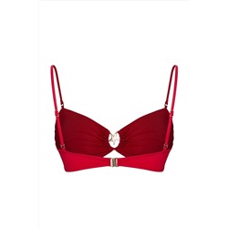 Kırmızı Straplez Premium Aksesuarlı Mix&Match Bikini Üstü TBBSS25CT00003