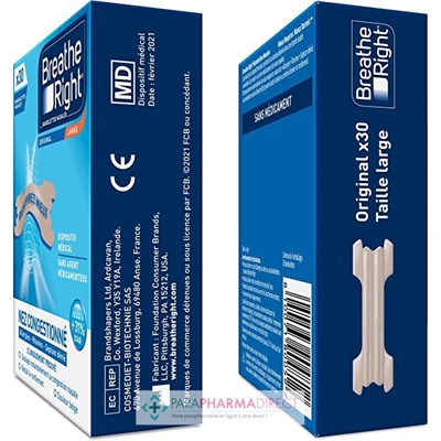 Breathe Right Bandelettes Nasales Original 30 Bandelettes