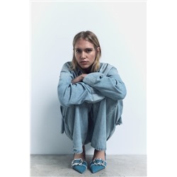 DENIM SLINGBACK SHOES WITH BUCKLE
