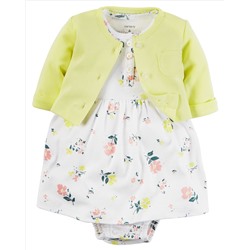2-Piece Babysoft Bodysuit Dress & Cardigan Set