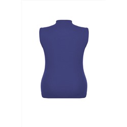 Lacivert Fermuarlı %100 Pamuk Fitilli Kaşkorse Örme Büyük Beden Bluz TBBSS24AF00040