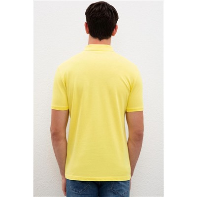 Erkek Sarı Basic Polo Yaka Tişört