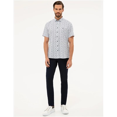 Lacivert Regular Fit Kısa Kollu Gömlek