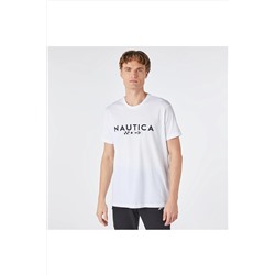 Nautica Erkek Beyaz Kısa Kollu Standart Fıt T-shırt VE37306T