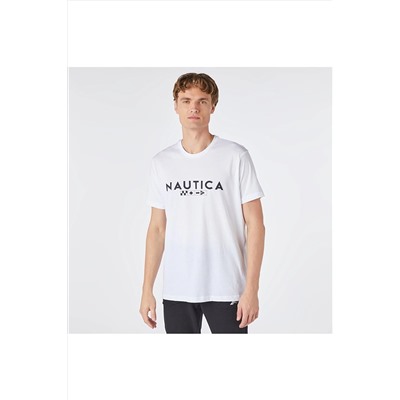 Nautica Erkek Beyaz Kısa Kollu Standart Fıt T-shırt VE37306T