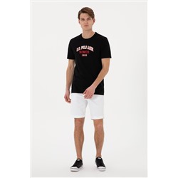 Erkek Regular Fit Bisiklet Yaka Siyah Tişört