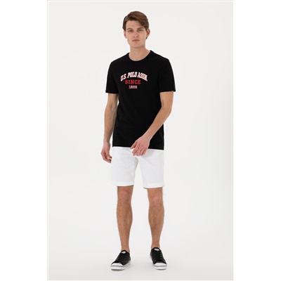 Erkek Regular Fit Bisiklet Yaka Siyah Tişört
