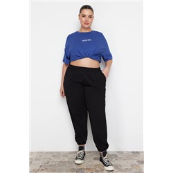 Trendyol Curve Siyah Loose Jogger İnce Paçası Lastikli Esnek Bel Örme Büyük Beden Eşofman Altı TBBAW23AJ00002