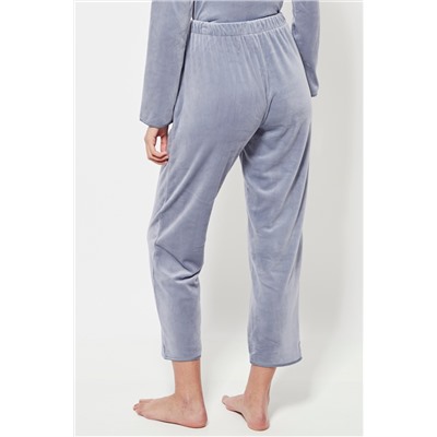 Pantalón 7/8 de pijama de terciopelo cintura alta - Gris claro