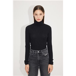 Jersey de lana y pelo de camello Negro