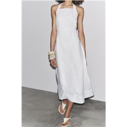 ZW COLLECTION 100% LINEN HALTER DRESS