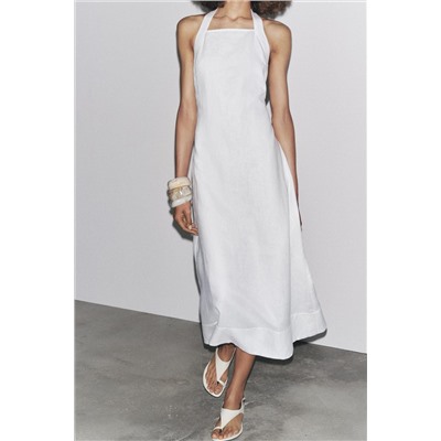 ZW COLLECTION 100% LINEN HALTER DRESS