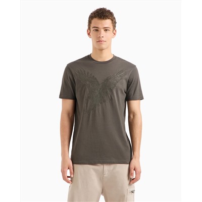 REGULAR FIT T-SHIRT WITH EAGLE EMBROIDERY IN ASV JERSEY