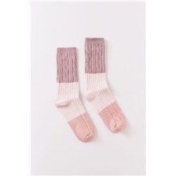 Calcetines largos textura mix rosas