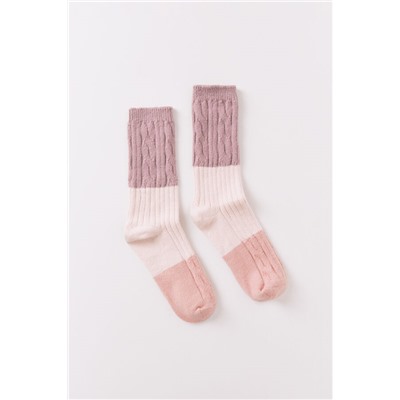 Calcetines largos textura mix rosas