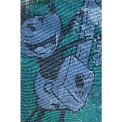 Pantalón vaquero straight cropped Mickey Mouse