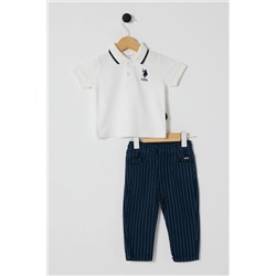 U.S. Polo Assn., U.S POLO ASSN ERKEK BEBEK 2Lİ PİKE T-SHIRT TAKIM Beyaz-lacivert