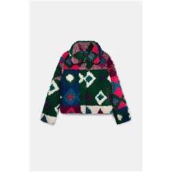 Chaqueta corta de pelo multicolor