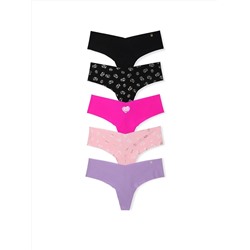 5-Pack No-Show Thong Panties