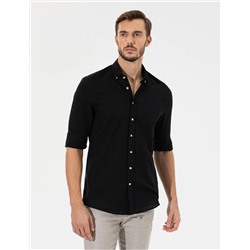 Siyah Slim Fit Uzun Kollu Gömlek