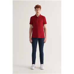 Bordo %100 Pamuk Serin Tutan Polo Yaka T-Shirt