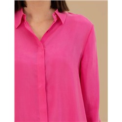 Fuşya Comfort Fit Uzun Kollu Gömlek